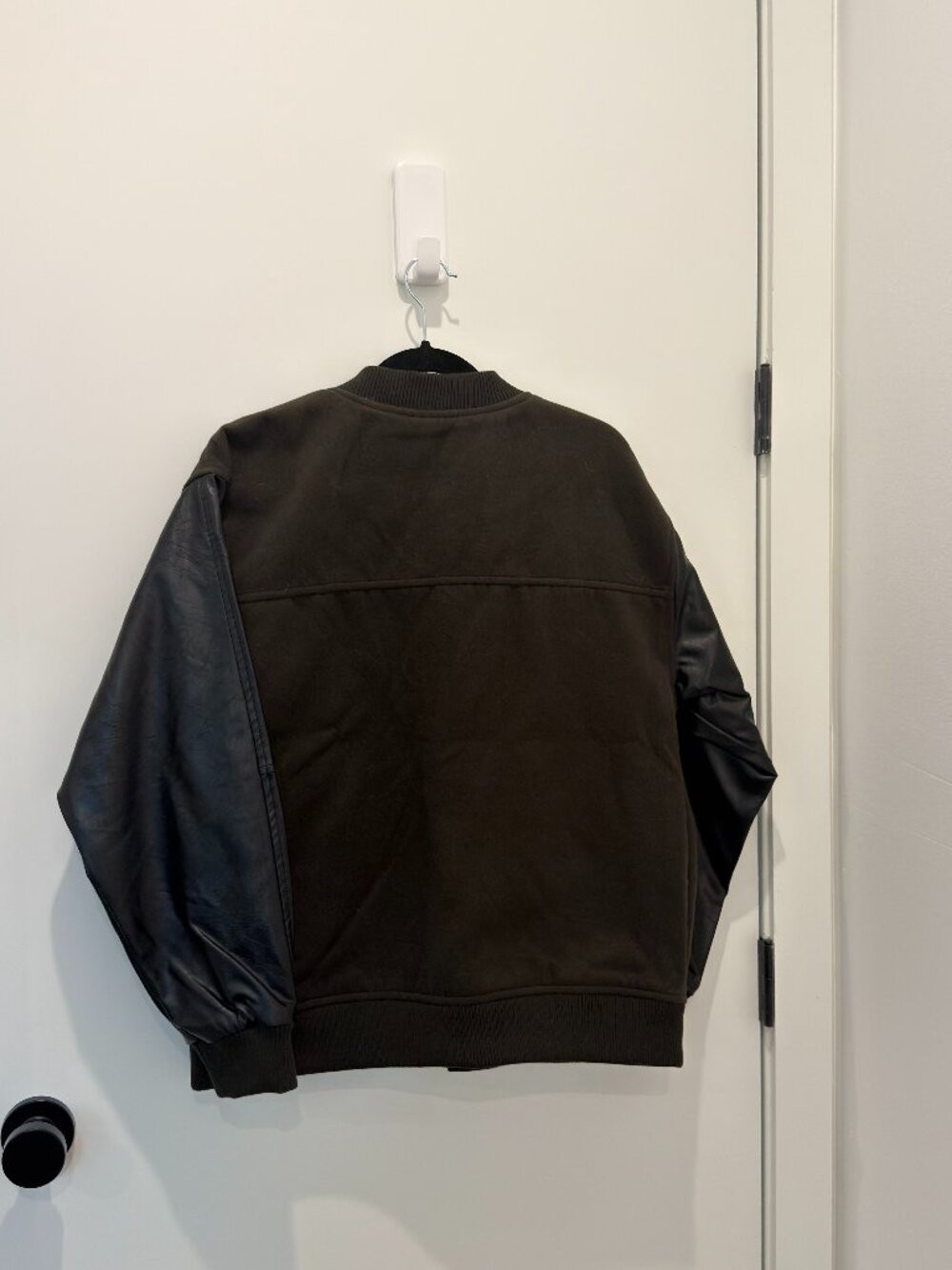 Sanctuary Mixed Media Bomber Jacket XS Olive Faux Leather Sleeves NWT